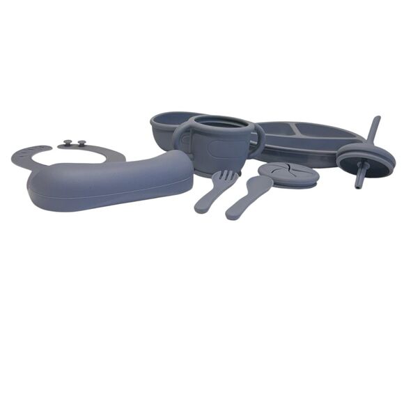 avender Baby Feeding Set 9pc Silicone Suction Plate Bowl Cup Bib Spoon Fork BPA - Picture 8 of 8